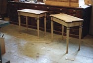 gate leg card tables in woodshop