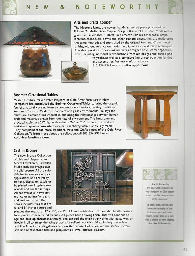 Cold River Furniture in American Bungalow magazine